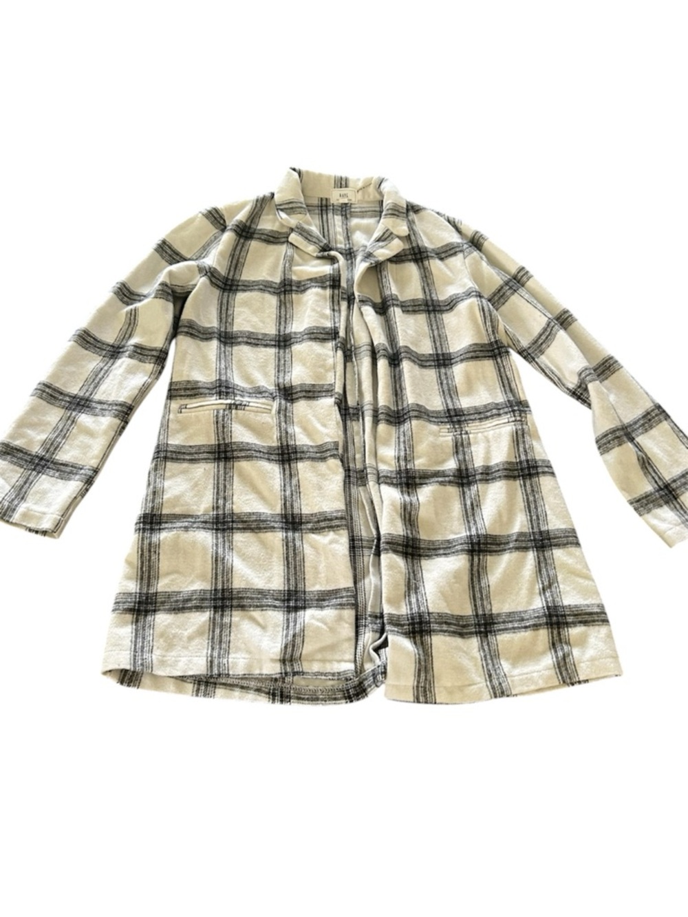 Have white black checkered ope front coat jacket